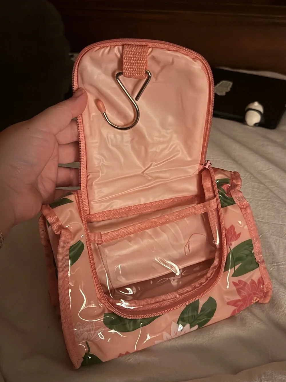 Avon Pink Floral Lotus Cosmetic Pouch/ Toiletry Bag